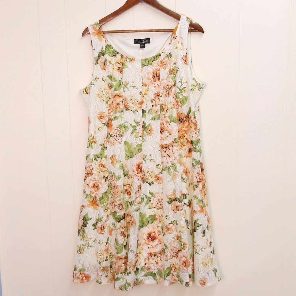 Perceptions New York Women's XL Dress Floral Print‎ Sleeveless /#8023